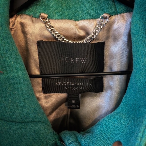 J. Crew Teal Pea Coat Size 16 - Picture 2 of 6